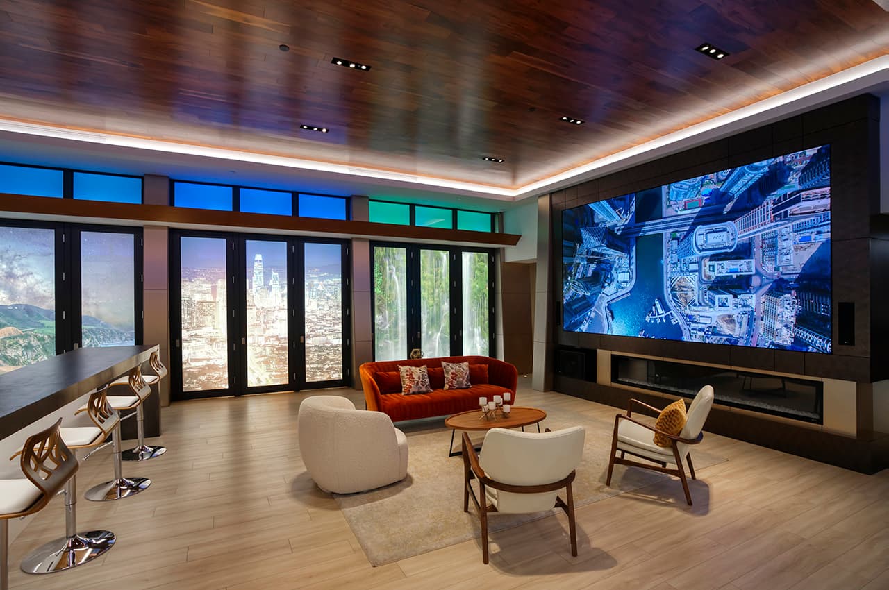 A living space with the system running