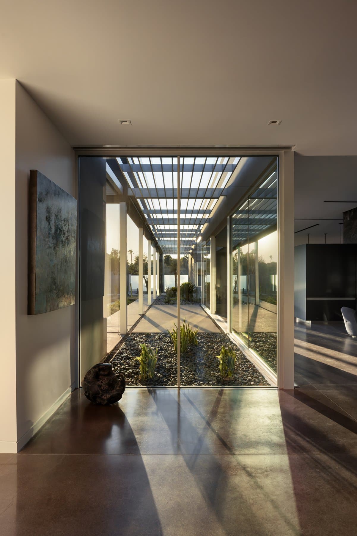 The gallery hall looking through to the courtyard