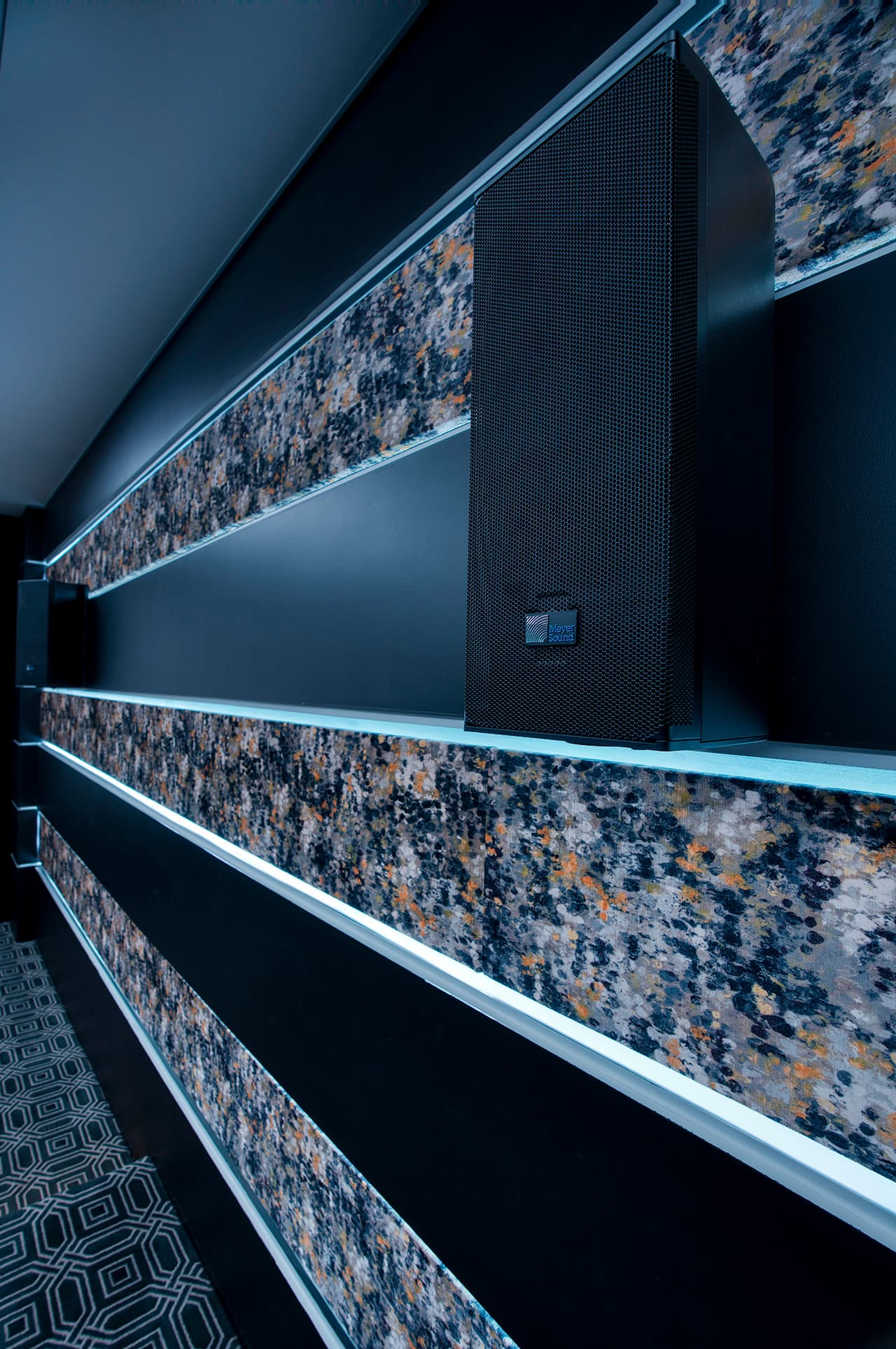 Acoustic detail along the cinema wall