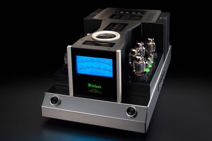 Close-up of the MC901 1-channel dual mono amplifier from McIntosh.